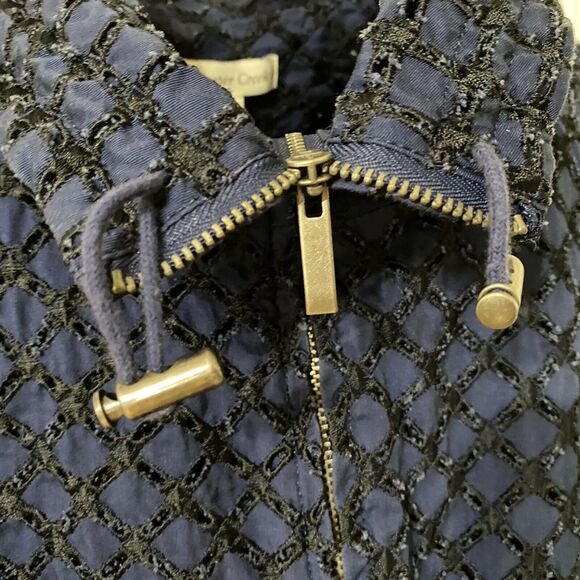 Coldwater Creek Navy Blue Eyelet Jacket Size 16 Zip Front Bomber Style Jacket - Picture 8 of 11